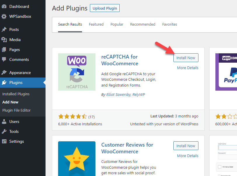 instalați recatcha pentru woocommerce