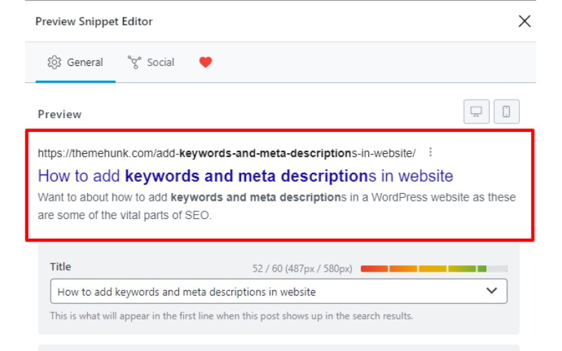 Cómo agregar palabras clave y meta descripciones en el sitio web de WordPress 14 Preview 1