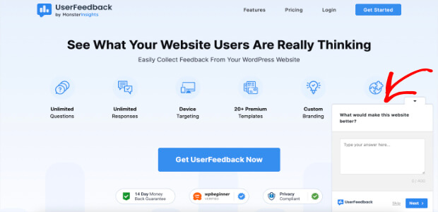 home page del feedback degli utenti