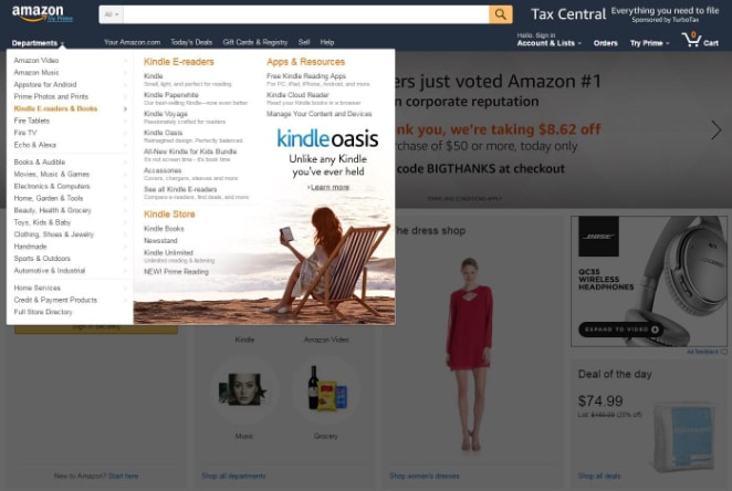 Halaman beranda amazon