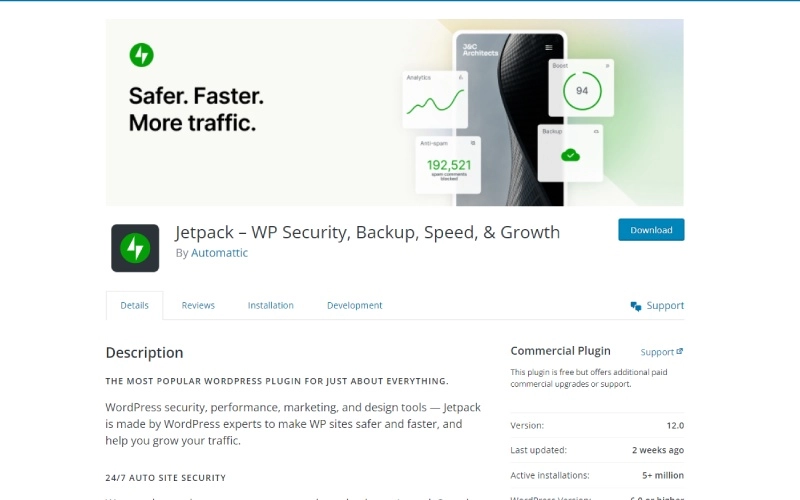 9 Plugin WordPress Cadangan Terbaik untuk Keamanan Situs Web Lengkap (2023) 1 Jetpack