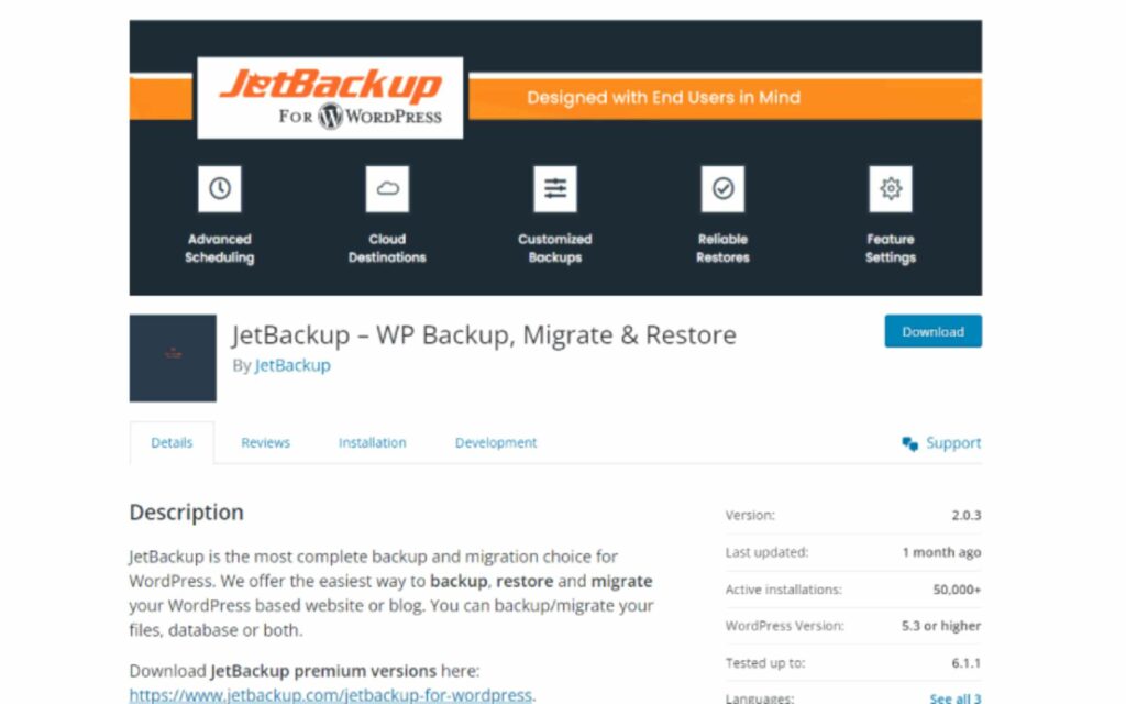 9 Plugin WordPress Cadangan Terbaik untuk Keamanan Situs Web Lengkap (2023) 8 JetBackup