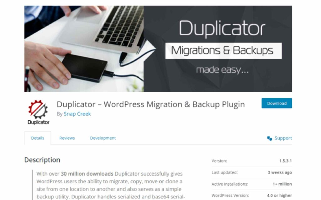 9 Plugin WordPress Cadangan Terbaik untuk Keamanan Situs Web Lengkap (2023) 3 Duplicator