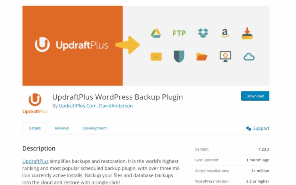 9 Plugin WordPress Cadangan Terbaik untuk Keamanan Situs Web Lengkap (2023) 2 UpdraftPlus