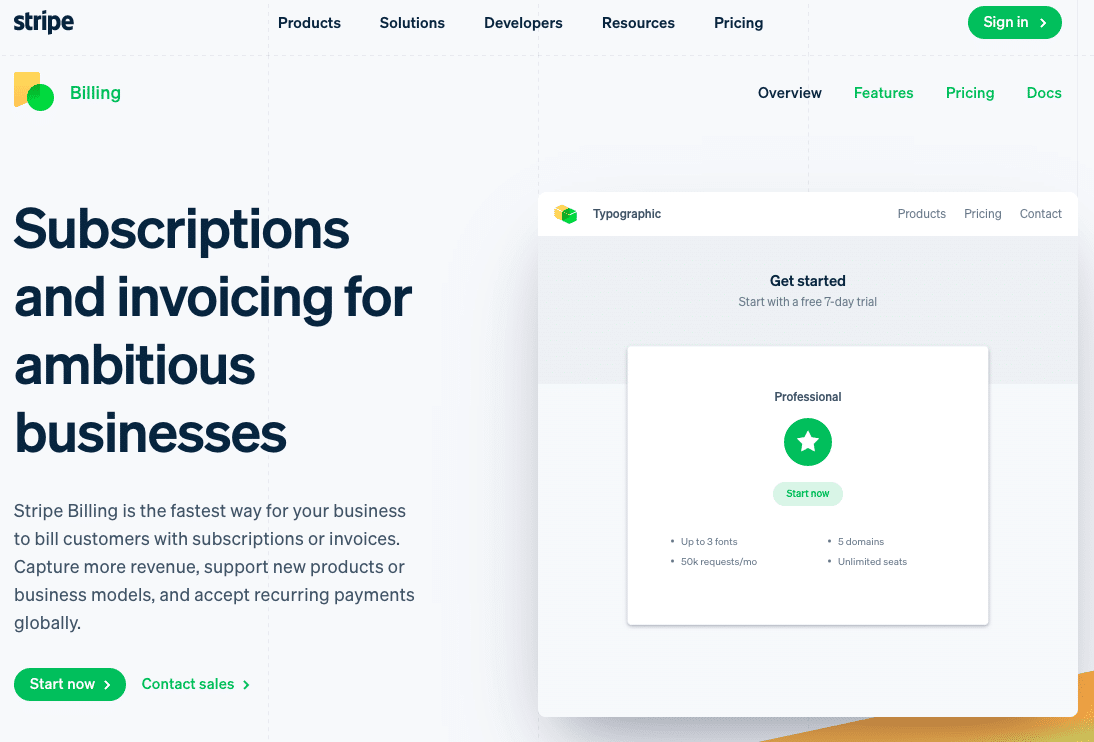 يقدم Stripe الاشتراكات وميزات الفواتير
