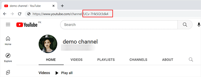 Скопируйте код после канала или пользователя в URL Copy the code after channel or user in the URL