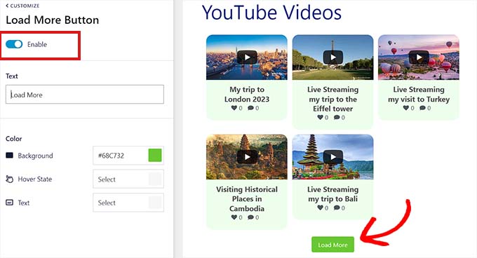 Настройте кнопку «Загрузить еще» Customize the Load More button