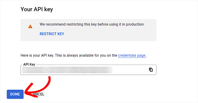 Скопируйте ключ API YouTube. Copy the YouTube API key