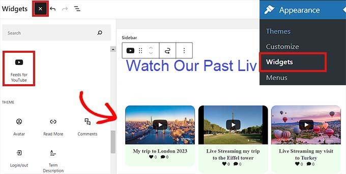 Добавьте ленту YouTube в качестве виджета Add YouTube Feed as a widget