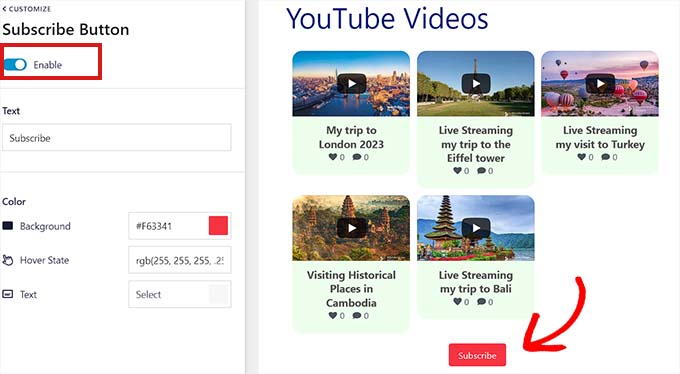 Настроить кнопку подписки Customize Subscribe button