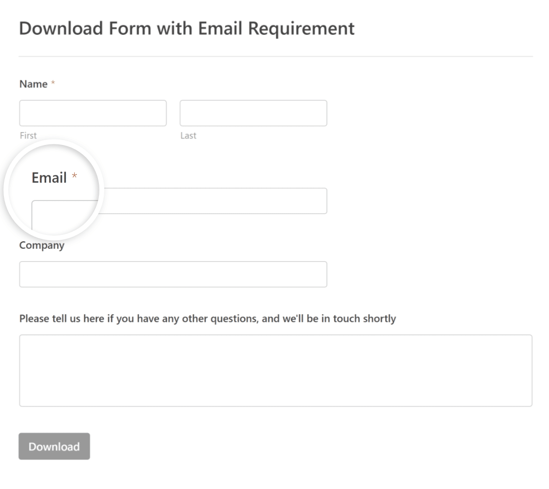 Email set as required in template