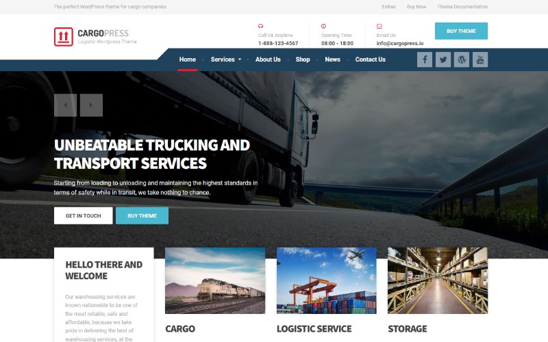 13+ ロジスティクス企業向けの最高の WordPress テーマ 13 Proteus Themes Cargo Press