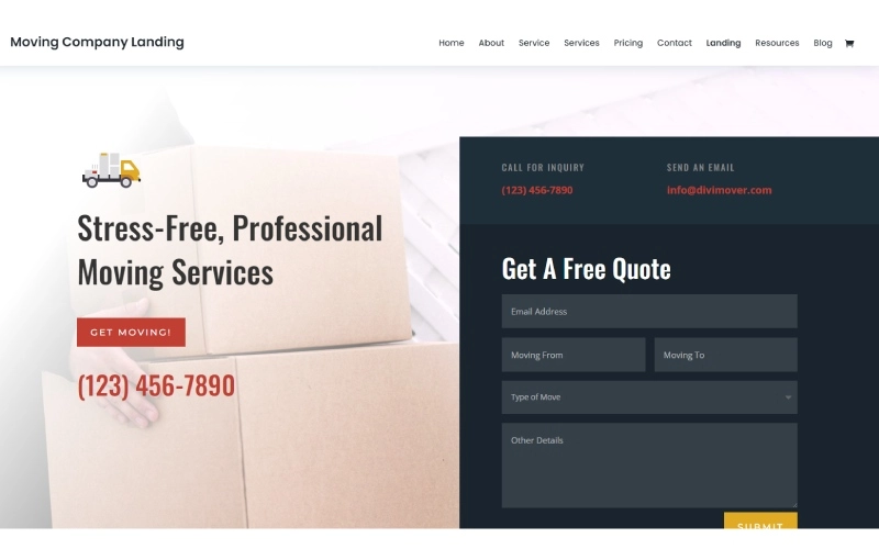 物流会社に最適な 13 以上の WordPress テーマ 4 Divi Moving company