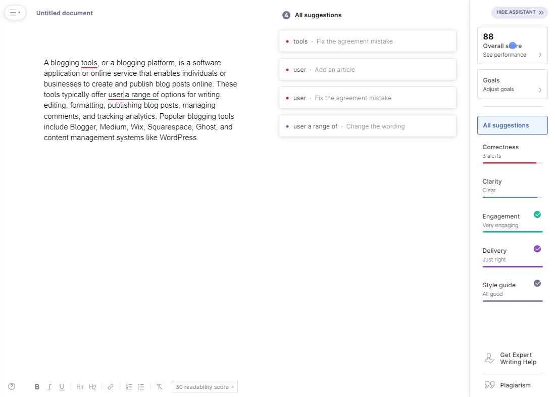 Grammarly - Blogcular için En İyi Blog Araçları