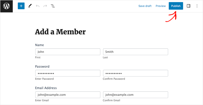 發布添加會員頁面 Publishing the Add a Member Page