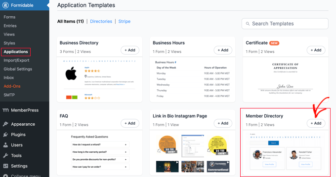 添加成員目錄應用程序 Adding the Member Directory Application