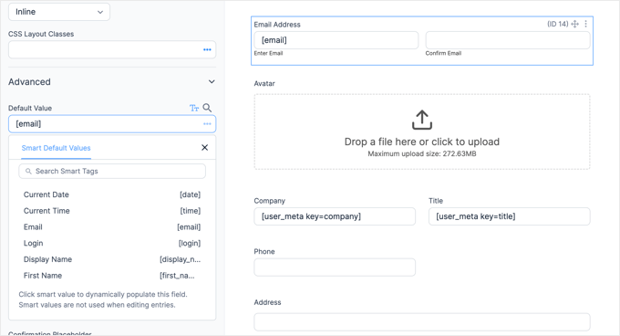 自定義電子郵件地址字段選項 Customizing the Email Address Field Options
