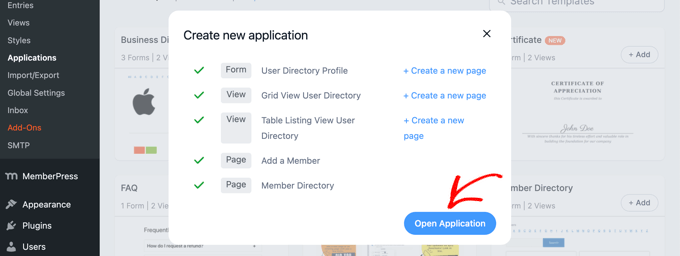 打開會員目錄應用程序 Opening the Member Directory Application