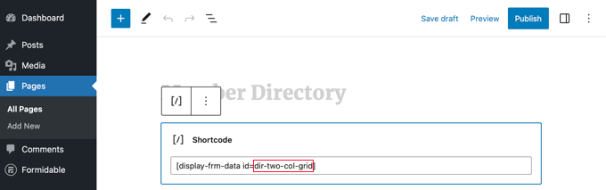 將目錄顯示為網格的簡碼 Shortcode to Display the Directory as a Grid