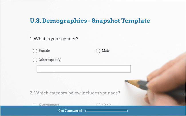 WordPress için demografi anket şablonu