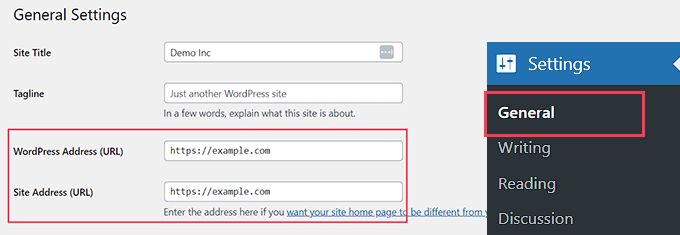 WordPress管理者からWordPressとサイトアドレスを確認してください Check your WordPress and site address from the WordPress admin