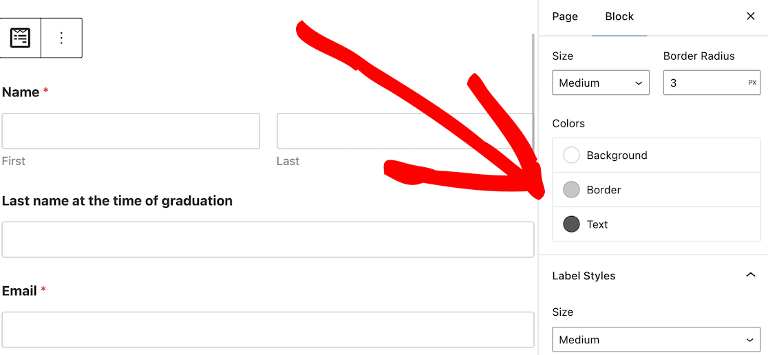 Style your form in the WordPress block editor