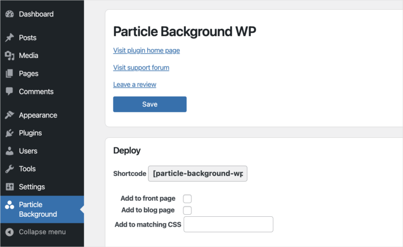 partículafondowpsettings SeedProd Particle Background WP settings