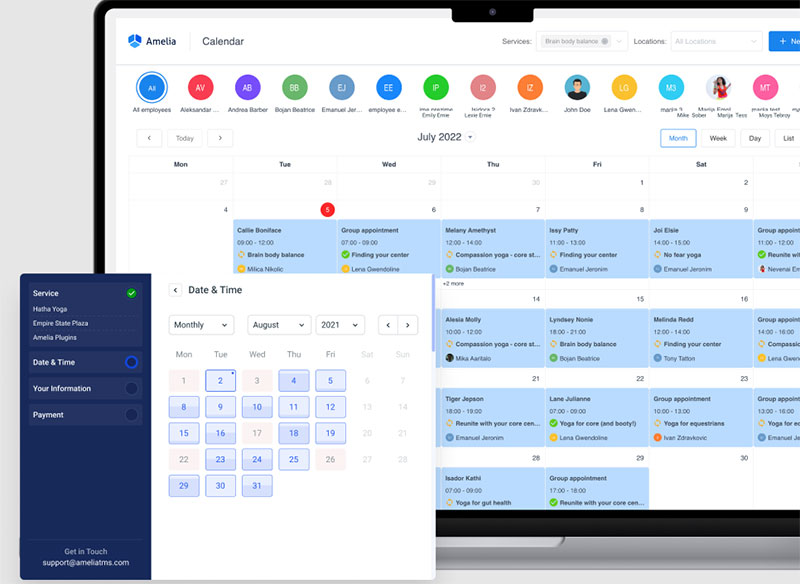 Ikhtisar kalender penjadwalan Amelia