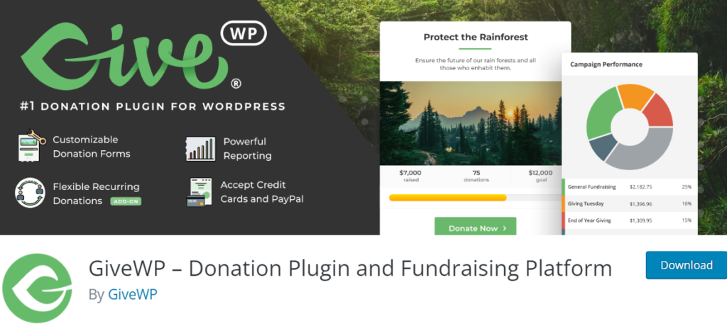 Plugin de donație GiveWP WooCommerce