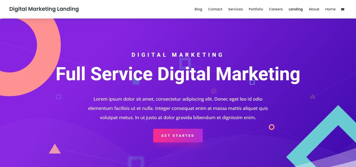 Demostración del tema divi de aterrizaje de marketing digital