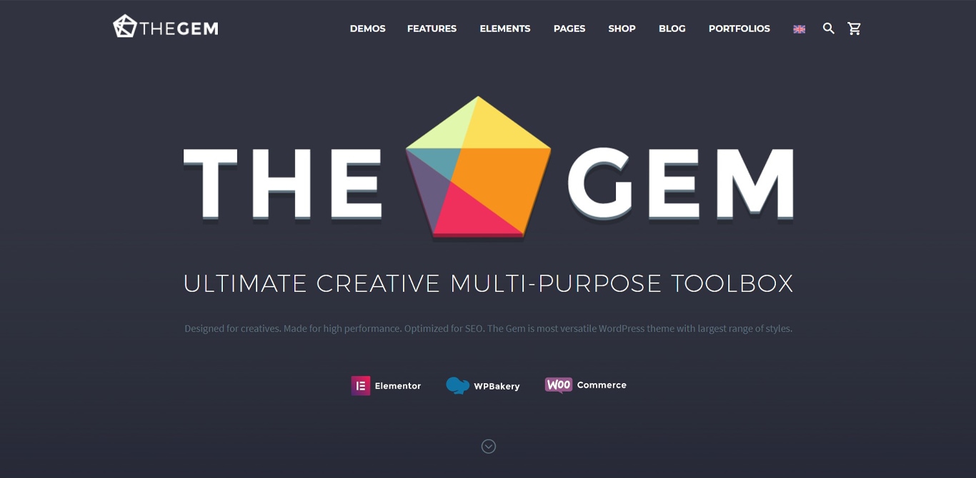 Imagen del sitio del tema Gem
