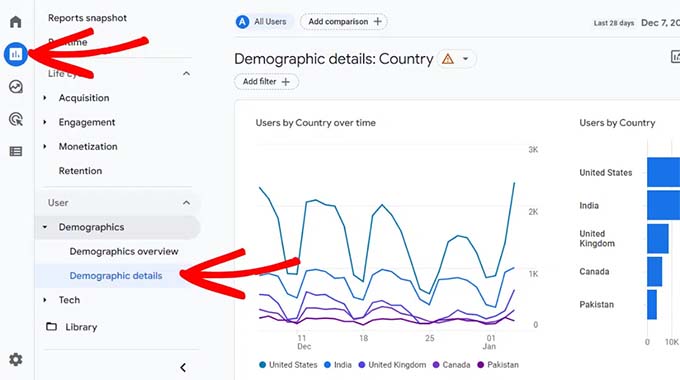Detalhes demográficos do Google Analytics Google Analytics demographics details