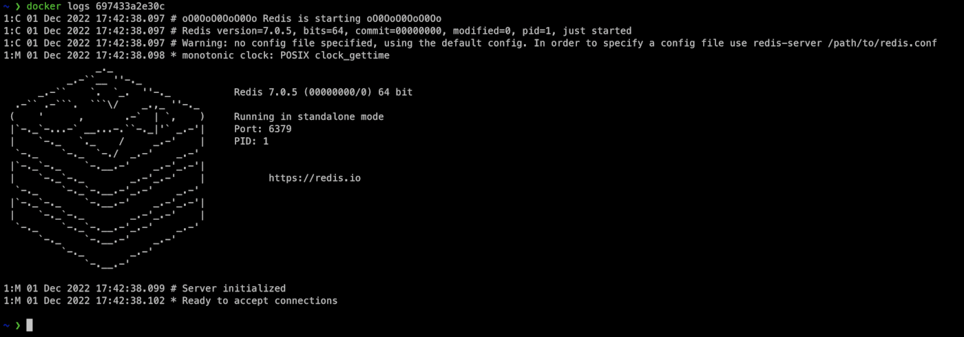 Убедитесь, что образ Redis запущен внутри контейнера Docker.