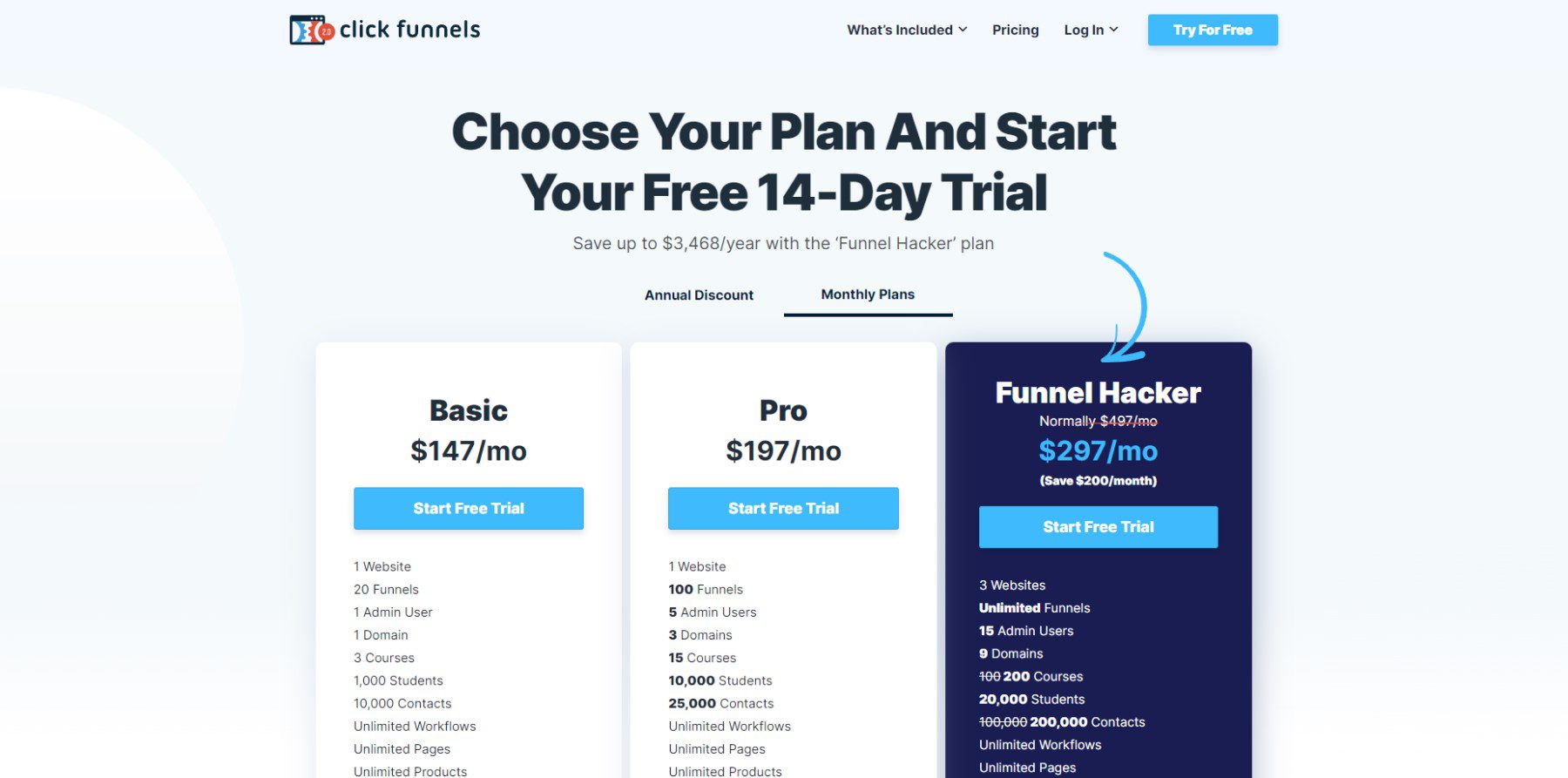 ClickFunnels 가격 책정 페이지 2023년 4월