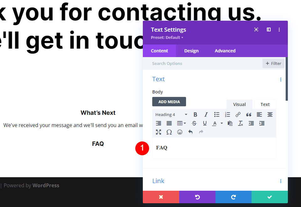 Crea una pagina con un messaggio personalizzato