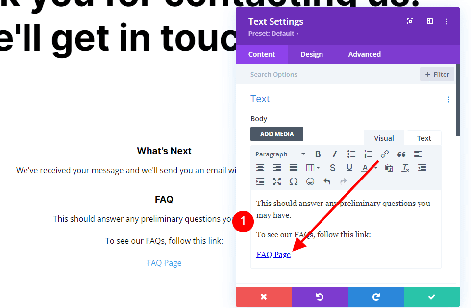 Crea una pagina con un messaggio personalizzato
