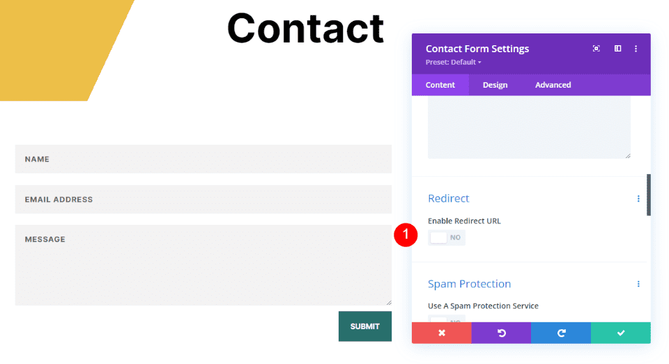 Come reindirizzare dopo aver compilato il modulo di contatto Divi