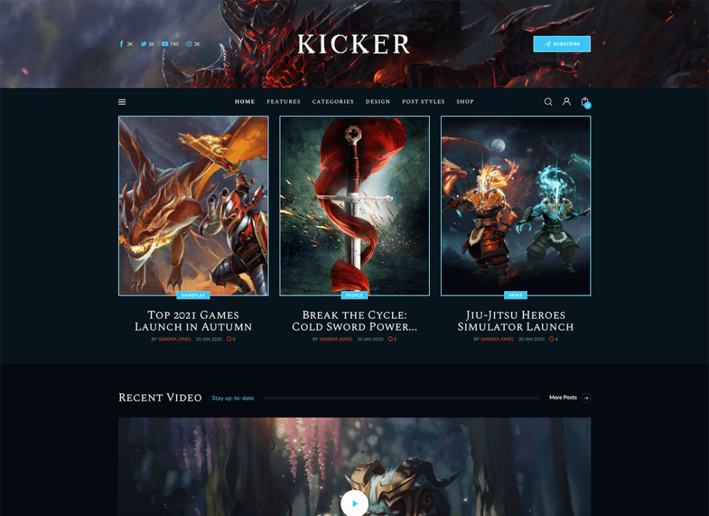 Kicker - Tema WordPress Majalah Blog Serbaguna