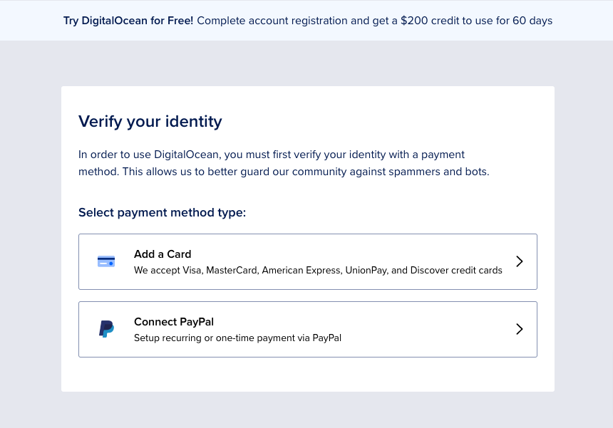digitalocean 결제 수단 추가
