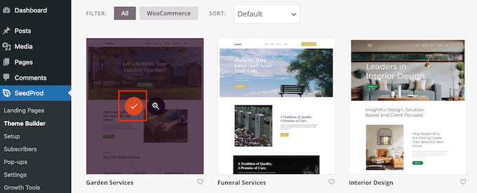 SeedProd kullanarak bir web sitesi şablon kiti seçme Choosing a website template kit using SeedProd