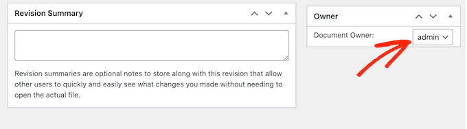 WordPress 管理エリアでドキュメントの所有者を変更する Changing a document owner's in the WordPress admin area
