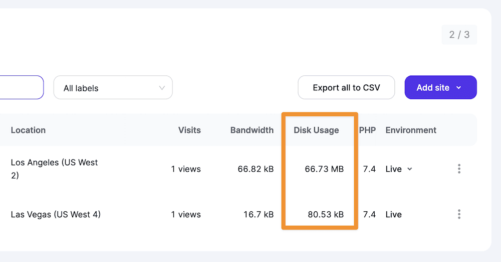การใช้ดิสก์ของไซต์ที่แสดงภายใน Kinsta
