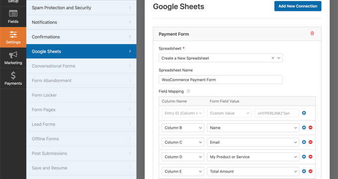 Korzystanie z dodatku Arkusze Google WPForms Using WPForms' Google Sheets Addon