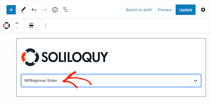 Dodanie bloku Soliloquy do witryny WordPress Adding a Soliloquy block to your WordPress website