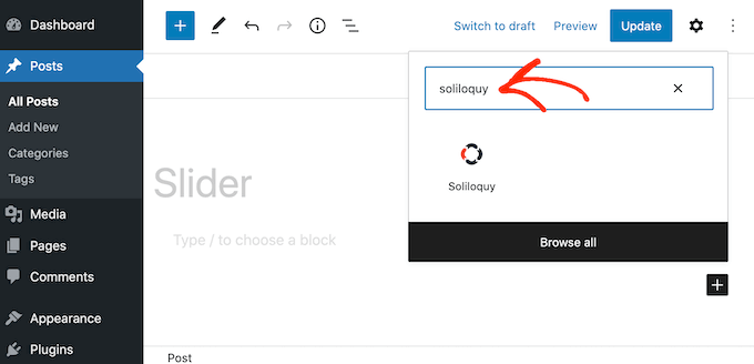 Dodanie suwaka do witryny WordPress za pomocą bloku Adding a slider to a WordPress website using a block