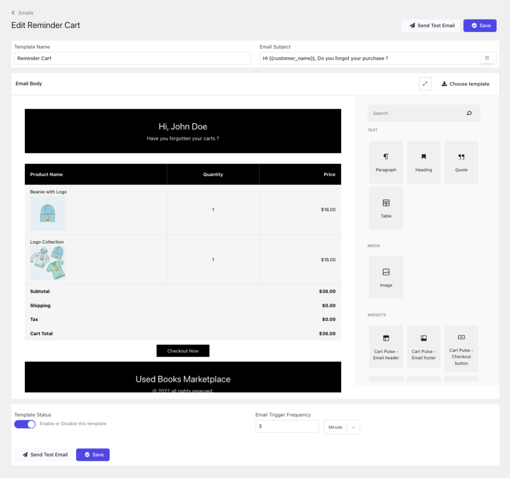 Müşterileri Geri Kazanmak için Arıza Korumalı Terk Edilmiş Sepet E-posta Stratejisi 16 A screenshot of Edit email