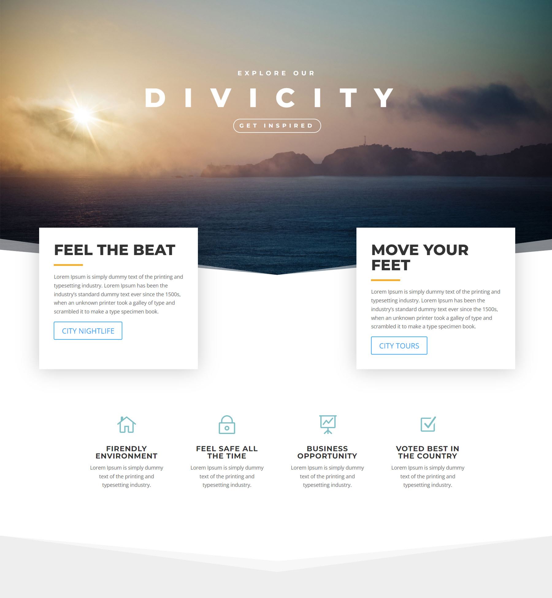 تسليط الضوء على منتج Divi عنوان DiviCity