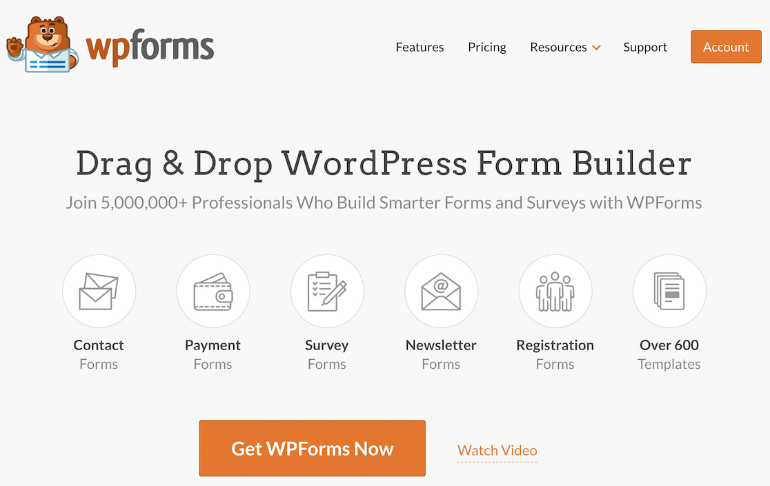 The WPForms homepage