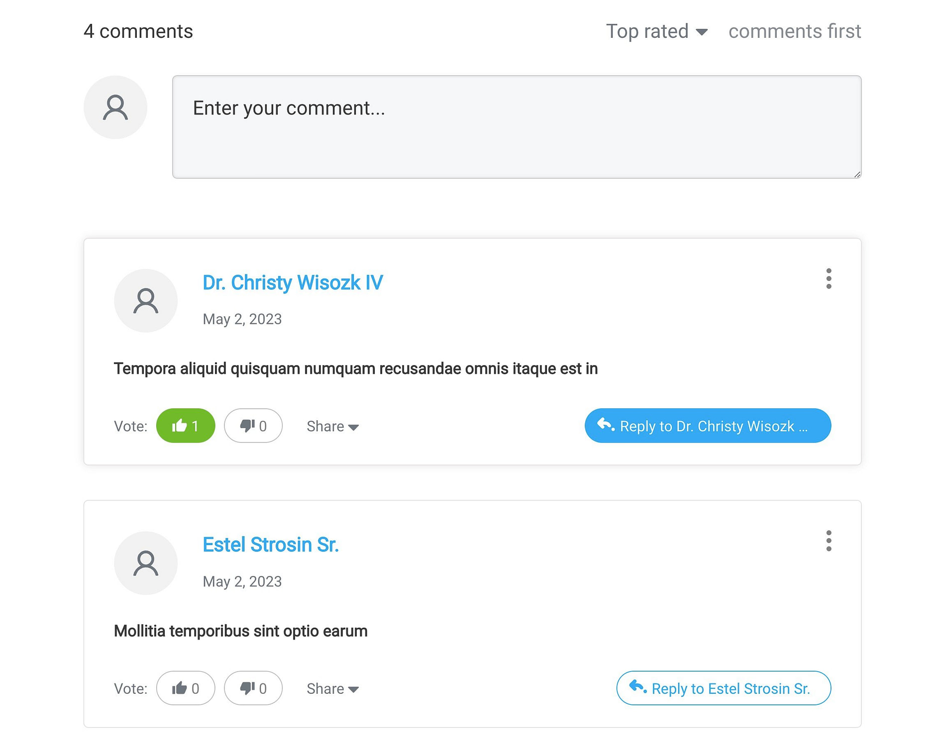 Thrive Comments examen de l'interface.