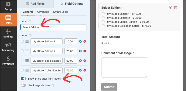 afficher le prix dans les articles wpforms - IsItWP - Détecteur de thème WordPress gratuit show price in items wpforms